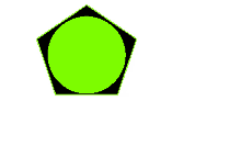 a green circle in the middle of a black triangle