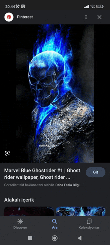 a phone screen shows a ghost rider wallpaper on pinterest