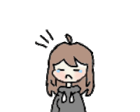 a drawing of a girl with brown hair and a gray sweater is crying .