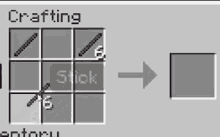 a screenshot of a crafting menu in minecraft with a stick in it