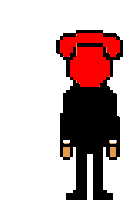 a pixel art drawing of a person with a red head .