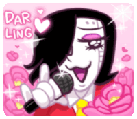 a cartoon of a woman singing into a microphone with the words dar ling written on the bottom