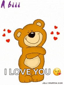 a teddy bear is holding out its arms and says a big hug from me to u