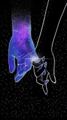 a couple of hands holding each other against a black background .