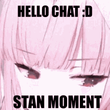 a picture of a girl with the words hello chat ed stan moment