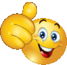 a smiling smiley face is giving a thumbs up sign .