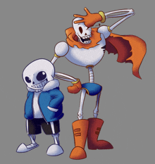 a drawing of sans and papyrus from undertale standing next to each other