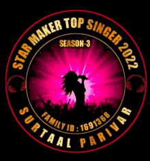 a logo for star maker top singer season 3 with a woman singing into a microphone