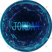 a blue circle with the name jordan in the center