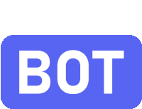 a blue rectangle with the word bot in white letters