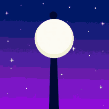 a cartoon drawing of a street light against a purple sky