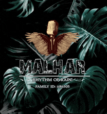 a poster for malhar rhythm of rain with a microphone with wings