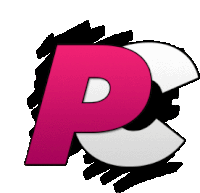 a pink letter p is surrounded by black lines