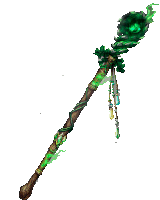 a drawing of a wizard 's wand with a green ball on it