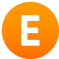 an orange circle with the letter e on it