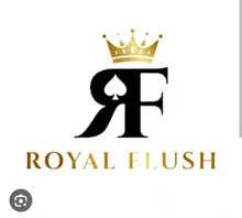 a logo for royal flush with a crown and spades on it