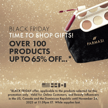 an advertisement for black friday time to shop gifts over 100 products up to 65 % off