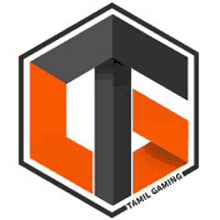 a logo for tamil gaming shows a hexagon with a triangle in the middle .