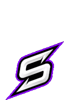 a purple and white lightning bolt with the letter s in the middle