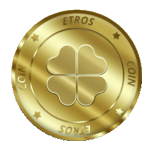 a gold coin with a four leaf clover and the word etros on it