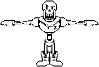 papyrus from undertale is a skeleton with a skull on his head and arms .