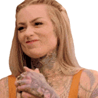 a woman with a lot of tattoos on her body is making a face