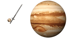 a picture of a sword and a picture of a planet