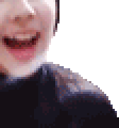 a pixelated image of a person 's face with a smile on their face