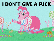 a pink pony with the words i don t give a fuck