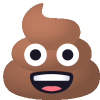 a cartoon drawing of a pile of brown poop with white eyes and a smile on its face