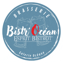 a logo for bistro ocean esprit bistrot with two beer glasses