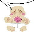 a pixel art drawing of a baby with a pacifier in his mouth .