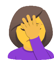 a woman covering her face with her hand and wearing a purple shirt