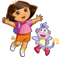 a cartoon of dora the explorer and her monkey friend