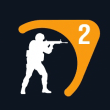 a silhouette of a man holding a gun with the number 2 on it