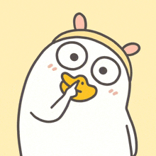 a cartoon duck with a yellow beak and ears