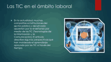 a computer screen with the words las tic en el ámbito laboral on it