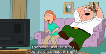 a cartoon of peter griffin sitting on a couch with a woman