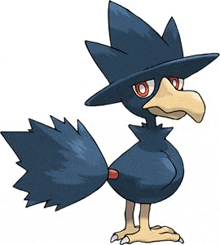 a cartoon drawing of a bird wearing a black hat and a long tail .