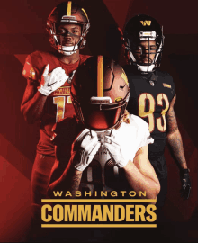 a poster for the washington commanders football team with three players