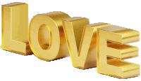 the word love is made of gold letters on a white background