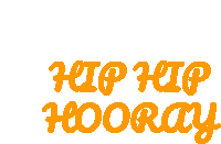 a white background with the words hip hip hooray in orange letters