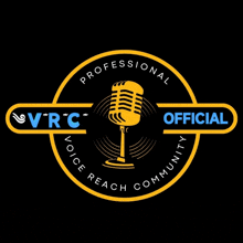 a yellow and black logo for a professional voice reach community