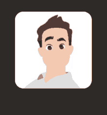 a cartoon illustration of a man with brown hair and brown eyes