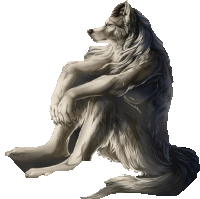 a drawing of a wolf sitting on a white surface