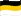 a black , yellow , and white background with a blurred image of a flag .