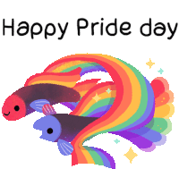 a happy pride day greeting card with a rainbow fish