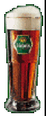 a pixelated image of a glass of beer with a heineken logo on it