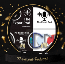 a circle with four logos for the expat pod james doran