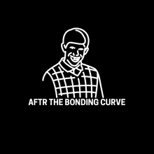 a black and white drawing of a man with the words after the bonding curve below it